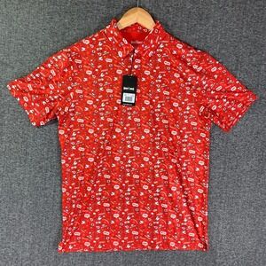 Bogey Bros Polo Men Medium Oh Canada AOP Performance Geometric Golf Stretch NEW